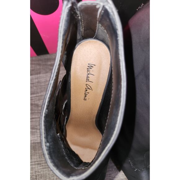 Michael Antonio Black Leather High Heel Boots - Size 8 - Picture 8 of 14